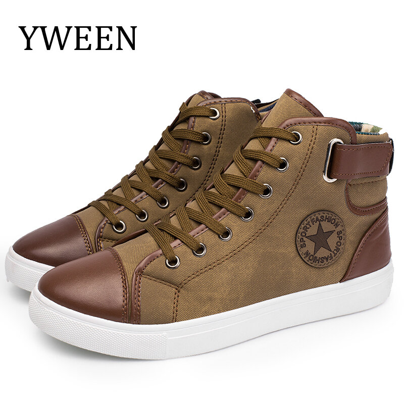YWEEN-zapatillas de deporte vulcanizadas para hombre, zapatos informales de encaje clásico, de estilo alto, para primavera y otoño, talla grande