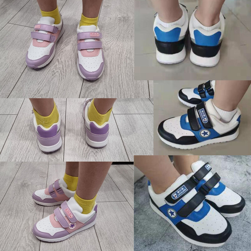 Ortoluckland 어린이 신발, 소년 소녀 가죽 스니커즈, 가을 봄 패션, 로우 컷 정형 캐주얼 플랫 신발