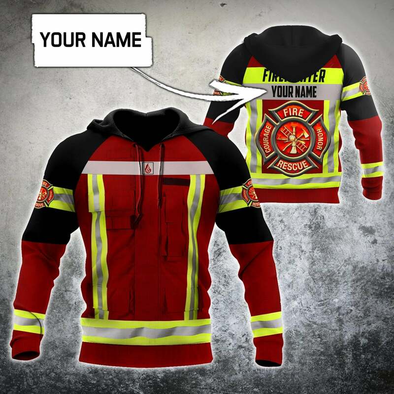 Personalize o nome bravo bombeiro 3d impresso masculino outono hoodie unisex com capuz moletom streetwear casual zíper hoodies dk414