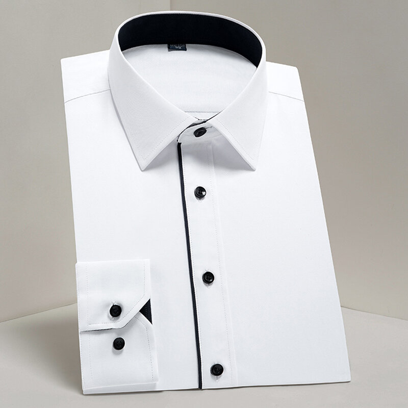 Camisa de vestir de manga larga semiformal para hombre, ajuste Regular con botones de camisas clásicas, cómodas, a juego, para actividades de negocios