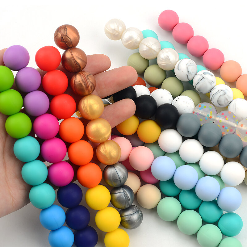 LOFCA-Perles Rondes en Silicone de Qualité Alimentaire, Jouets de Dentition pour Bébé, Collier Pendentif, Dents, DIY, 9mm, 12mm, 15mm, 19mm, 22mm, 200 Pièces