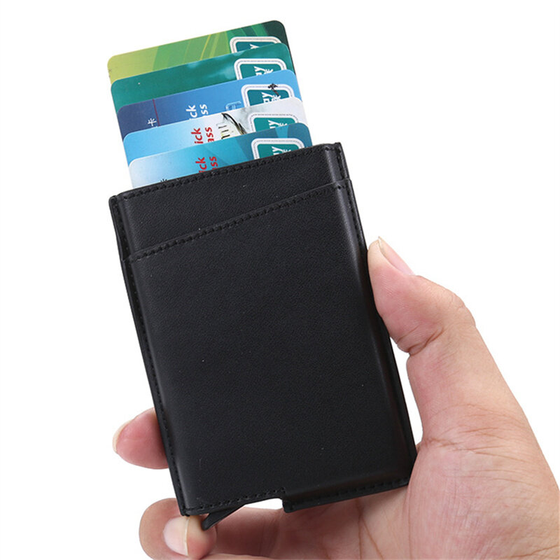 Zovyvol 2021 Kreditkarte Halter Neue Minimalistischen Schwarz Geldbörse RFID Sperrung Für Männer Vintage Mini Geld Tasche ID Halter