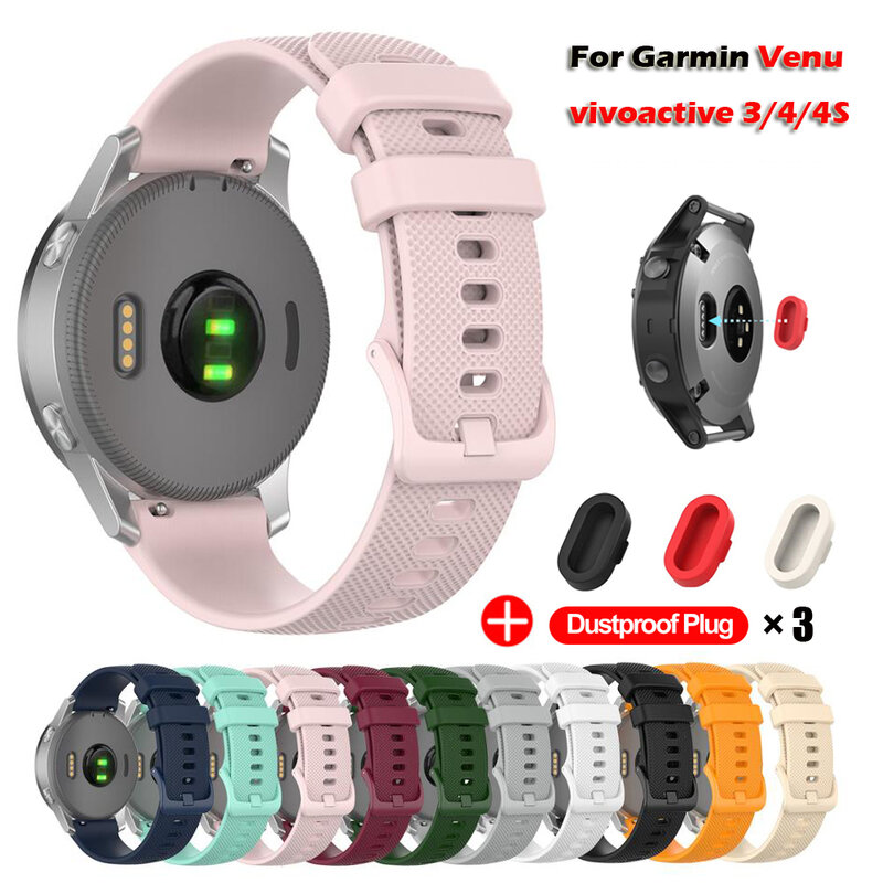 Horloge Band Voor Garmin Venu Vivoactive 3 Siliconen Polsbandje Strap Voor Garmin Vivoactive 4S 4 Forerunner 245 Met Stofdichte plug