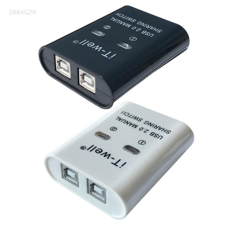 USB 2.0 Printer Sharing อุปกรณ์สวิทช์คู่มือการใช้งาน Hub 2 In 1 Out Splitter