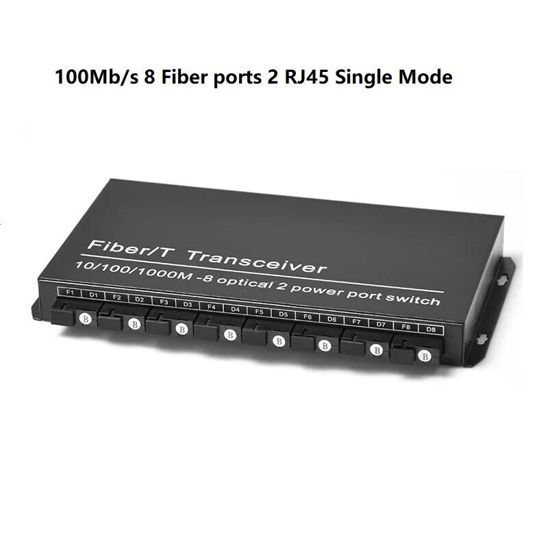 100M 8 Fiber Poort 2 RJ45 Ethernet Poorten Fiber Optische Transceiver Single-Mode Single-Fiber Optische Fiber media Converter