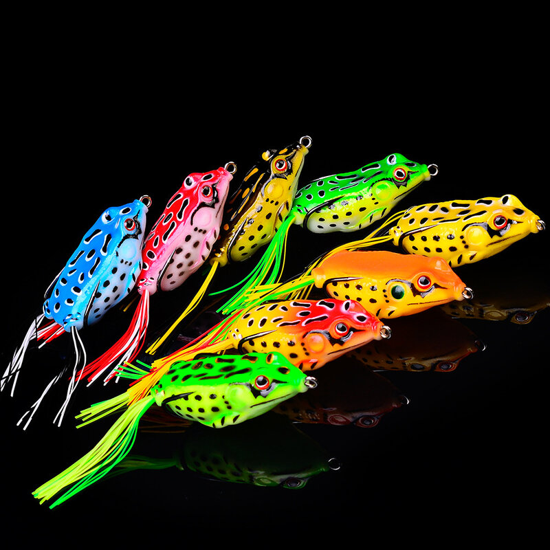 Señuelo de pesca de plástico con anzuelos, 1 piezas, 5G, 8,5G, 13G, 17,5G, Rana, ojos artificiales 3D