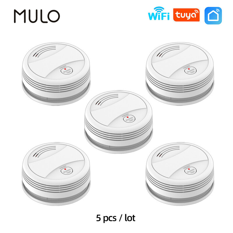 MULO Tuya Detektor Asap Kompatibel dengan Sistem Alarm Wifi Sensor Asap Fro Rumah Pintar Perlindungan Kebakaran Aplikasi Kehidupan Pintar
