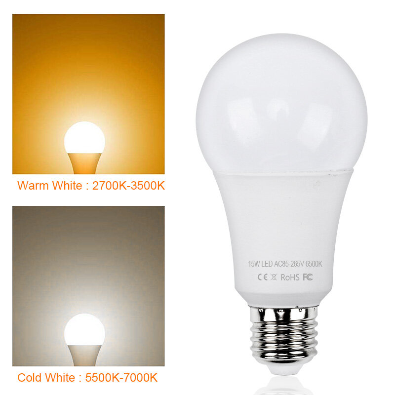 10 pcs LED Bulb E27 E14 LED light 220V 240V Lampada Ampoule Bombilla Real Power 3W 5W 7W 9W 12W 15W LED Lamp Smart IC