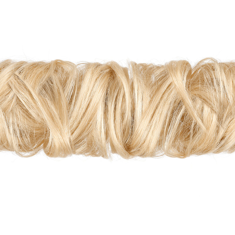 S-noilite-Anillo de moño de banda elástica para mujer, postizo de cabello humano rizado 100% Real, extensión de cabello Natural no Remy, 32g