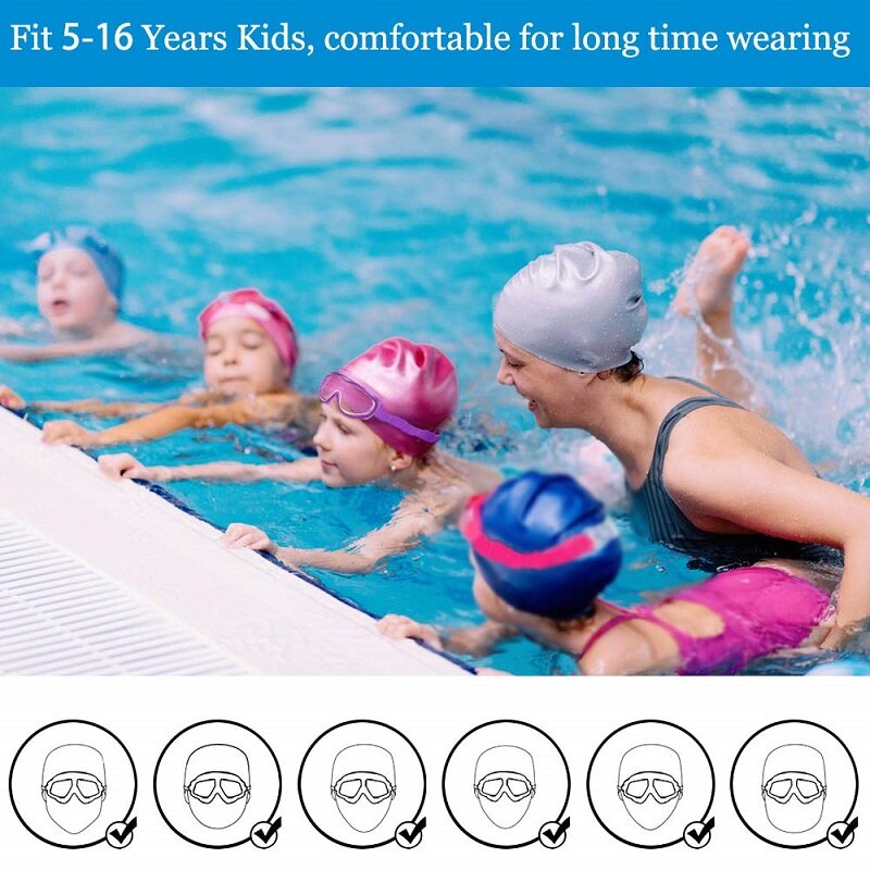 Maxjuli Kính Bơi Cho Trẻ Em Chống Sương Mù UV Bảo Vệ Trong Suốt Tầm Nhìn Rộng Bơi Kính Tai Nghe Nhét Tai Cho 4 15 Năm Con SY5031