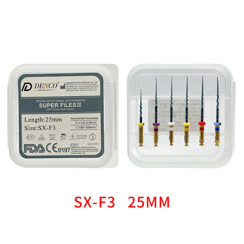 DENCO SUPER III Dental Root Canal File Heat-Activated Rotary Nitinol Tooth Pulp Files Thermally Activated Nickel-Titanium