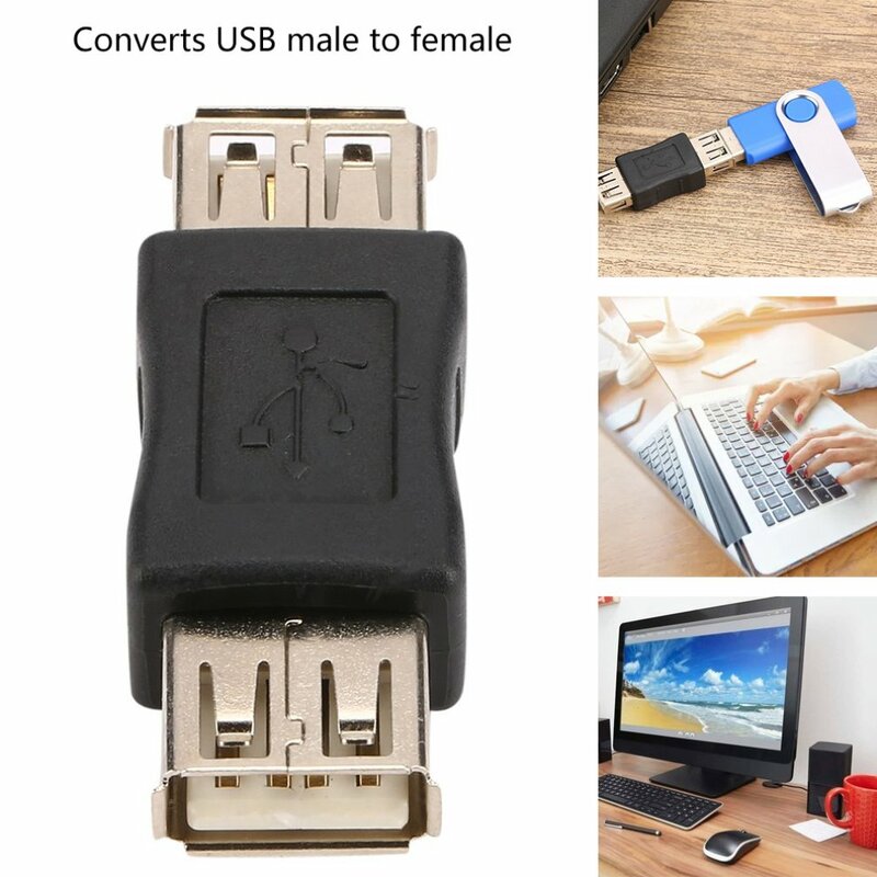Acoplador USB 2,0 tipo A hembra, conector de adaptador USB A F/F, convertidor de aplicación en iluminación