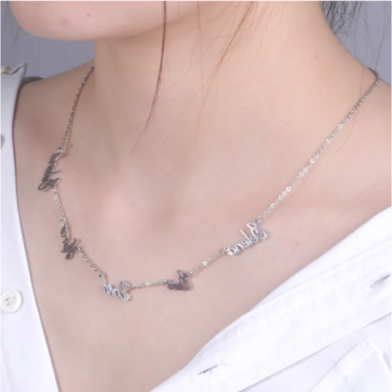 Colgante de acero inoxidable con 6 placas de identificación, Collar personalizado con múltiples nombres, cadenas de cuello para miembros de la familia, regalo de joyería