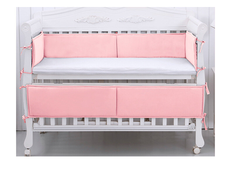4 Teile/satz Grau Rosa Weiß Baby Bett Stoßfänger Qualität Kurze und Lange Kinder Krippe Pilow Kissen 0-6Y Infant Um Bett protector