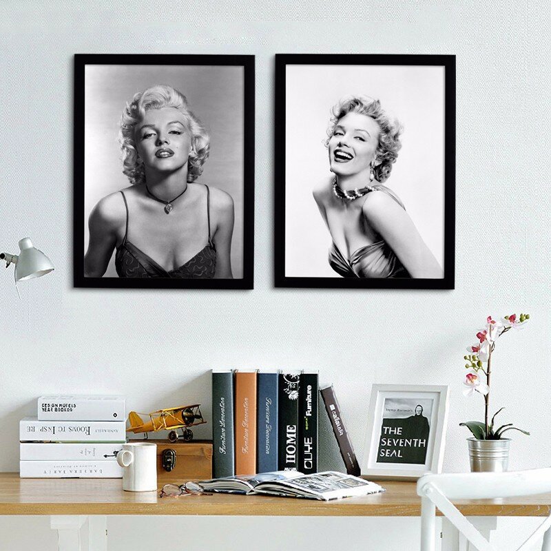 Marilyn Monroe Immagini A Parete per Soggiorno Movie Poster e Stampe di Arte Della Parete della Tela di Canapa Pittura Complementi Arredo Casa Nero Bianco Figura