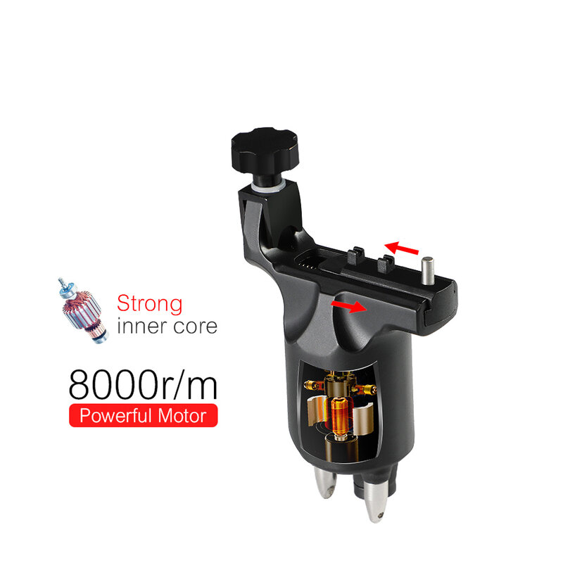 Shader ajustável giratório da máquina da tatuagem do estigma e cabo rca da arma do forro motor forte para 8000r/m movimentação direta poderosa do curso m648