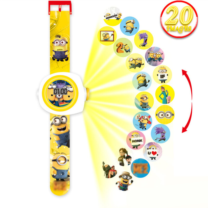 19 padrões dos desenhos animados relógio do bebê para crianças relógios 3d projeção brilho led criança relógios digitais para meninas meninos presentes de natal