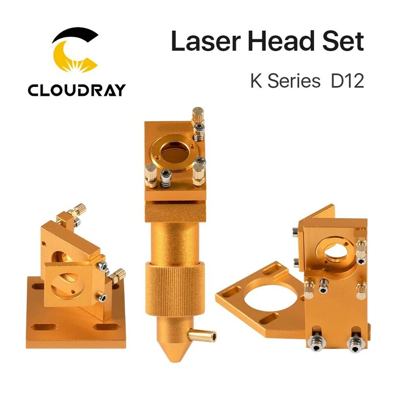 Cloudray-K Série Laser Head Set, Gravação Máquina de Corte, D12, 18, 20, Lente FL50.8 mm, Cor Dourada para 2030, 4060, K40, CO2