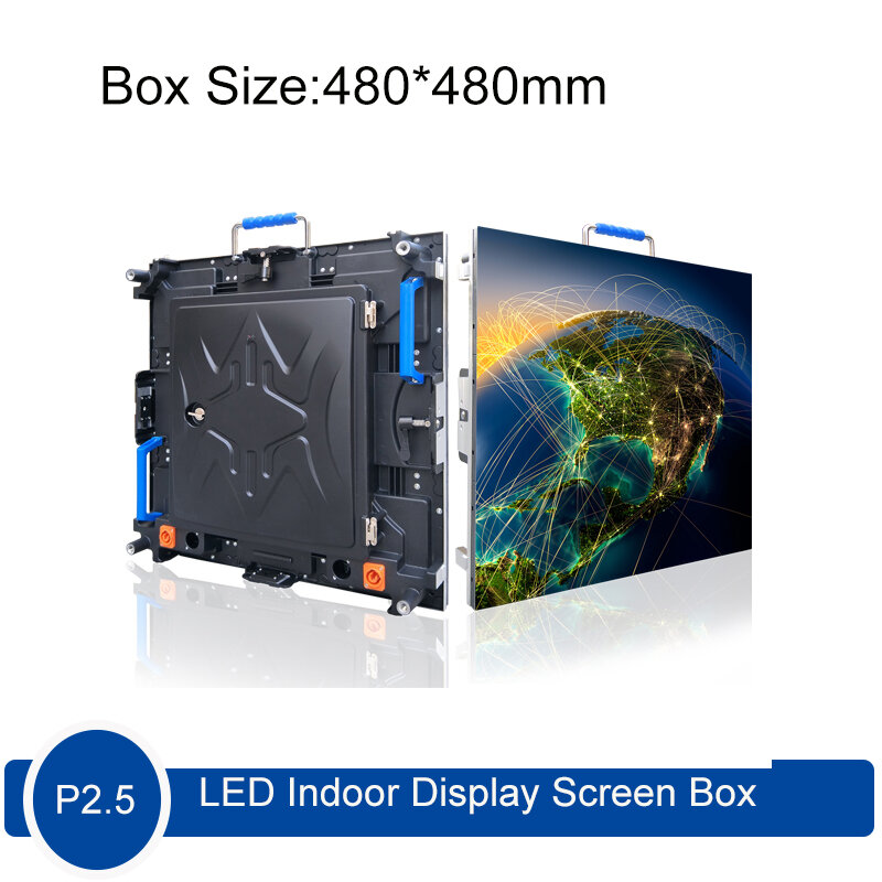Módulo de pantalla LED HD a todo color P2.5 para interiores, pantalla LED frontal magnética fundida a presión para vídeo, 480x480mm, 12 unids/lote