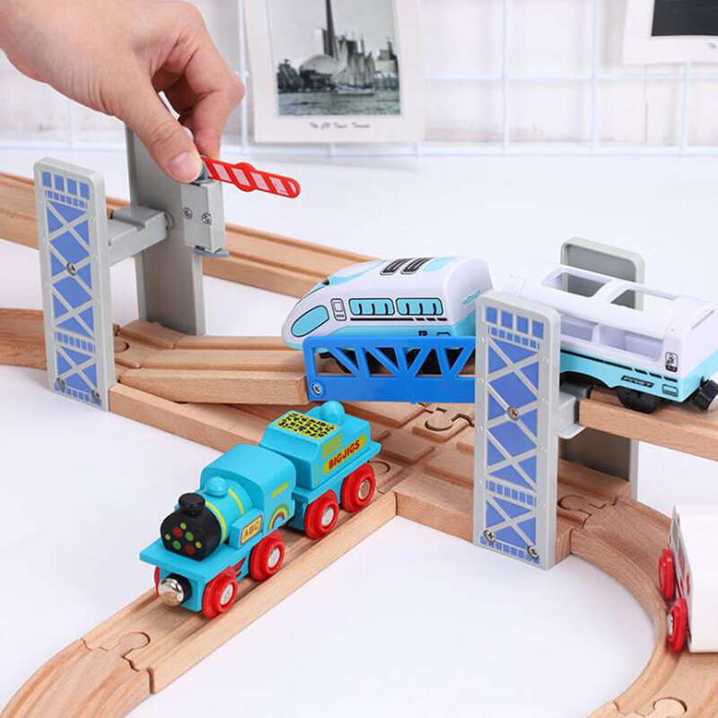 Wooden Train Track Accessories Beech Wooden Railway Train Set Bridge Fit Thomas Wood Track Toys For Kids
