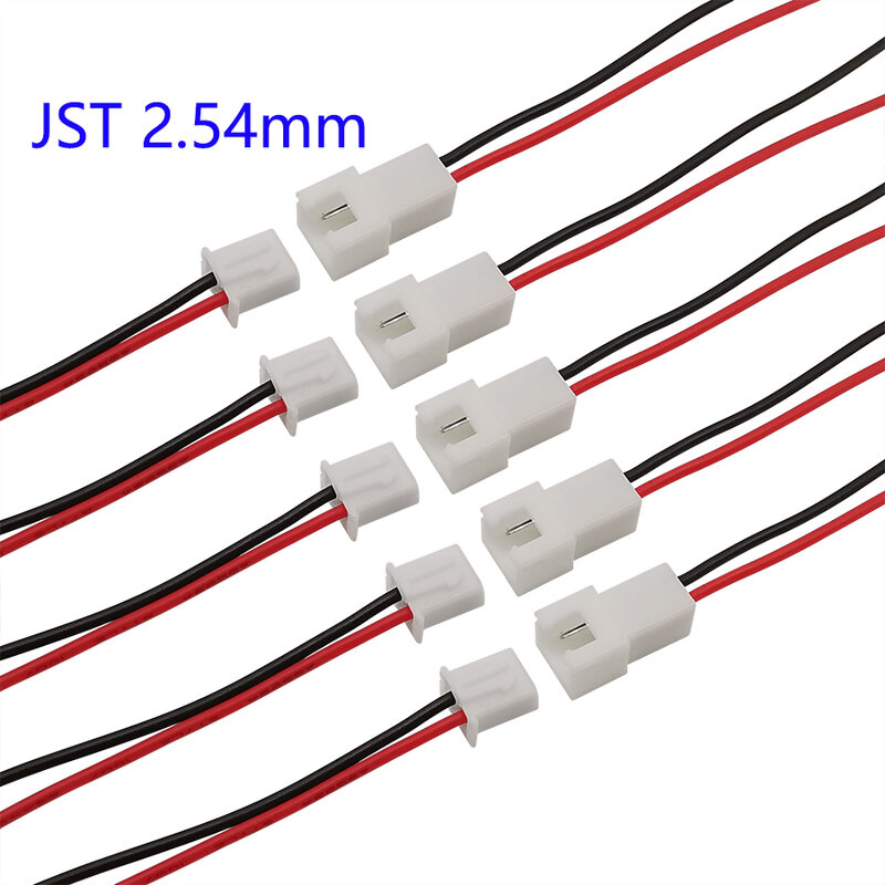 Mini JST macho e fêmea Plug Jack cabo de conector, fio eletrônico, 1,25mm, PH2.0, XH2.54, 2 pinos, 10, 5, 2 pares