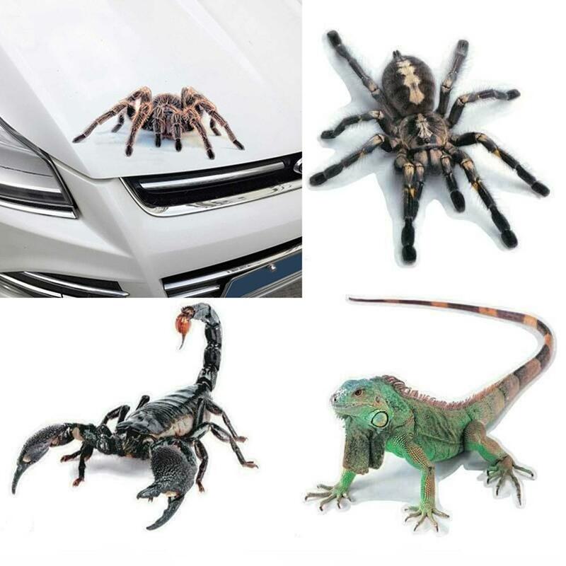 3D 거미 도마뱀 전갈 자동차 스티커, 3D 동물 패턴, 차량 창문 거울 범퍼 데칼 장식, 방수 높은 점착성