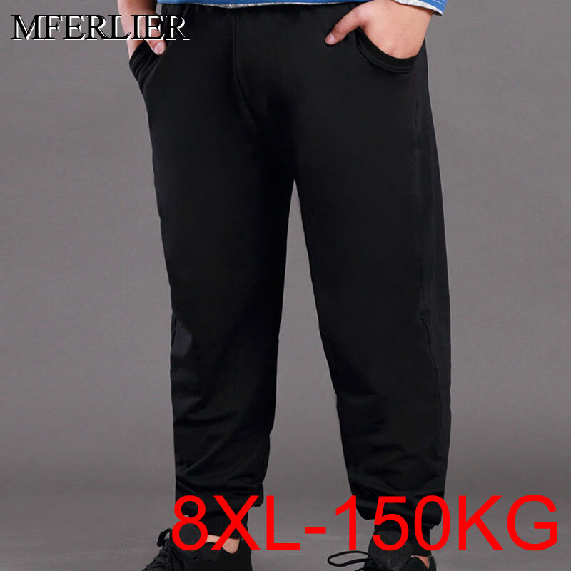 Calça masculina plus size, calças masculinas 5xl 6xl 7xl 8xl com 2 cores soltas de 150cm para primavera e outono