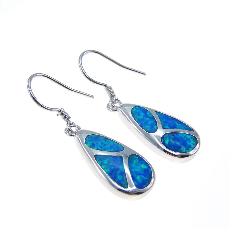 Penjualan Terbaik Perhiasan Anting Opal Api Biru Perhiasan Kuningan Halus Musim Gugur Panjang untuk Wanita dengan Batu