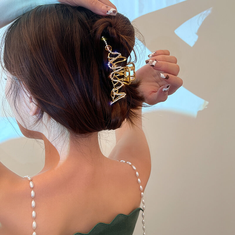 Awaytr Strass Metalen Haar Klauw Krab Clip Voor Vrouwen Meisjes Shiny Barrette Haarspeld Crystal Pearl Haar Accessoires Sieraden Gift