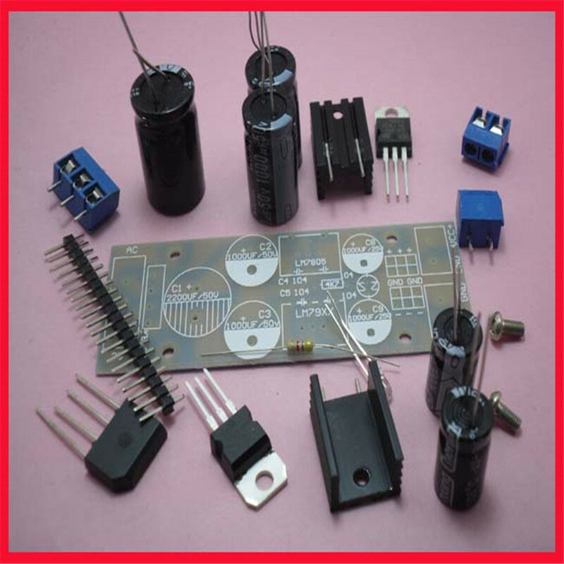 LM7805 + L7905 Output Modul Regulator Voltase + 5 V dan-5 V (Negatif 5 V) Kit +-Modul Regulator Voltase 5 V