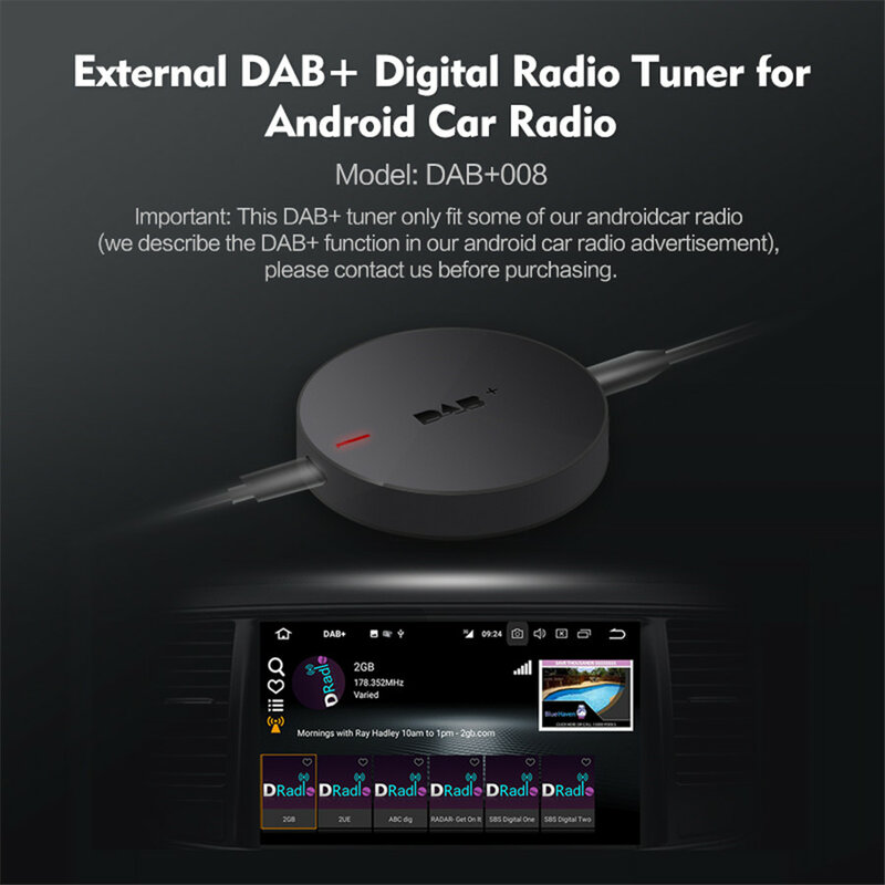 DAB Digital Radio Receiver Digital Siaran Audio Tipe-C USB Port untuk Mobil