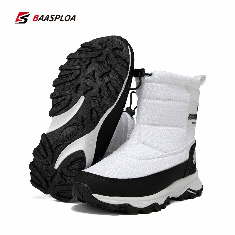 Baasploa 2023 New High Heels Women Winter Waterproof Sneakers Non-Slip Thick bottom Walking Hiking Shoes Female White Snow Boots