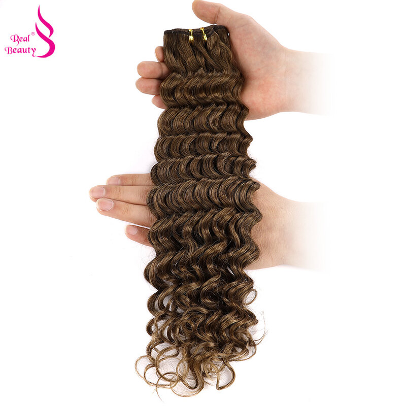 Real Beauty-Paquete de trama de cabello de onda profunda, extensiones de cabello humano Remy degradado, doble trama, marrón, Color Balayage