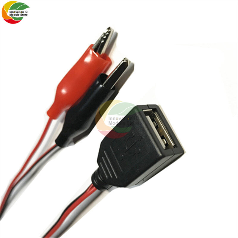 USB إلى الأحمر والأسود كليب امدادات الطاقة اختبار خط DIY بها بنفسك التمساح الصغيرة اختبار كليب إلى USB محول (أنثى) سلك الطاقة طول 58 سنتيمتر