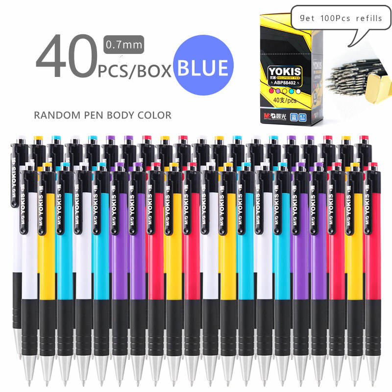 M & G-Stylo à bille rétractable coloré, stylos à bille, fournitures de bureau scolaire, bleu, noir, rouge, 0.7mm, 10 pièces, 20 pièces, 30 pièces, 40 pièces