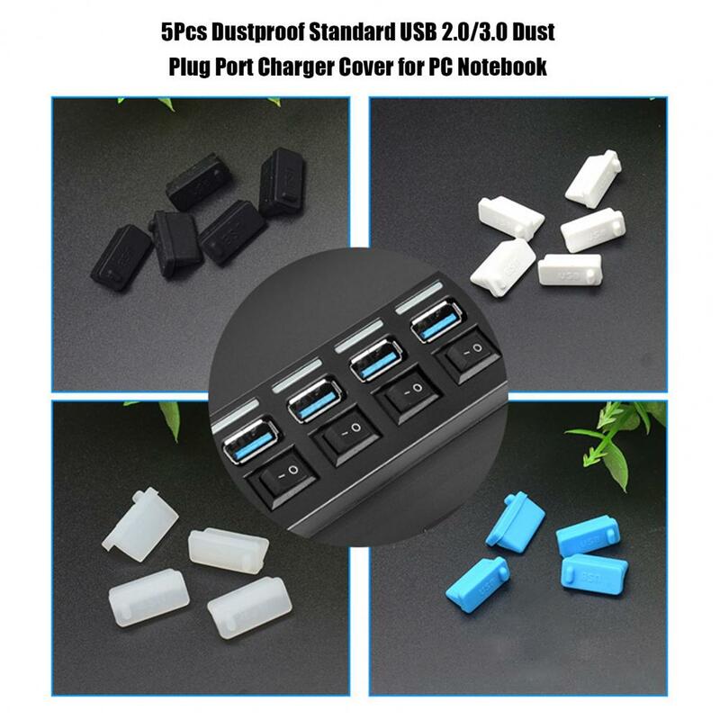 5Pcs Dustproof Standard USB 2.0/3.0 Dust Plug Port Charger Cover for PC Notebook