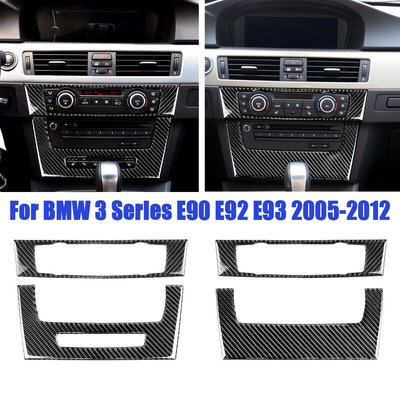 Tira de fibra de carbono para coche, cubierta decorativa para Panel de CD de aire acondicionado, embellecedor, accesorios interiores, para BMW Serie 3, E90, E92, E93