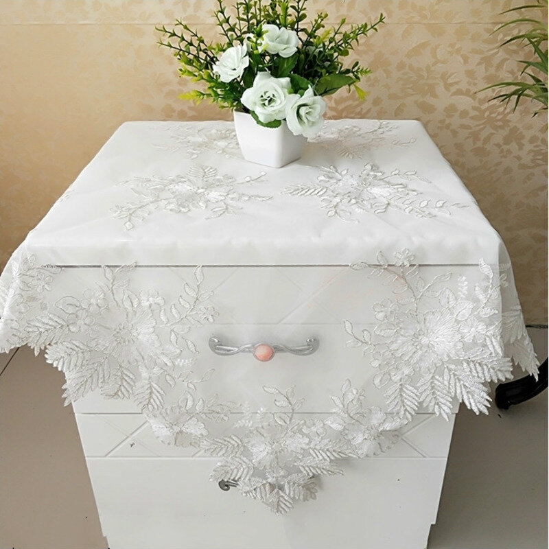 European Lace Fabric Seiko Flower Embroidery Tablecloth Dust Cloth Balcony Small Round Table Tapete Christmas Wedding Decoration