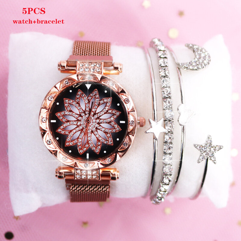 Zegarek damski 2020 nowych kobiet zestaw bransoletek zegarek kwarcowy moda różowe złoto kobiet zegarki diament kobieta zegar 2 sztuk kadin saat