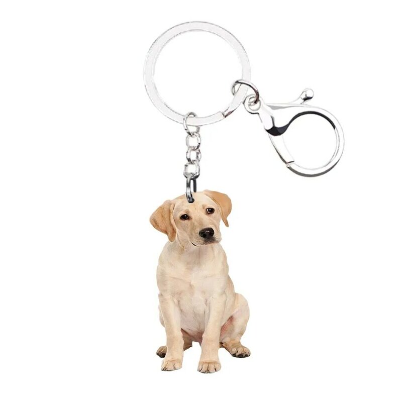 Labrador Retriever Hond Sleutelhangers Dier Acryl Niet 3D Llaveros Kawaii Voor Hem Haar Sleutelhanger Accessoires Leuke Charms Trendy Mini