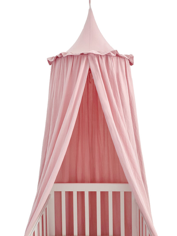 100% Katun Tempat Tidur Bayi Dekorasi Kamar Anak-anak Baldachin dengan Tirai Kanopi Tempat Tidur Frill untuk Kamar Bayi