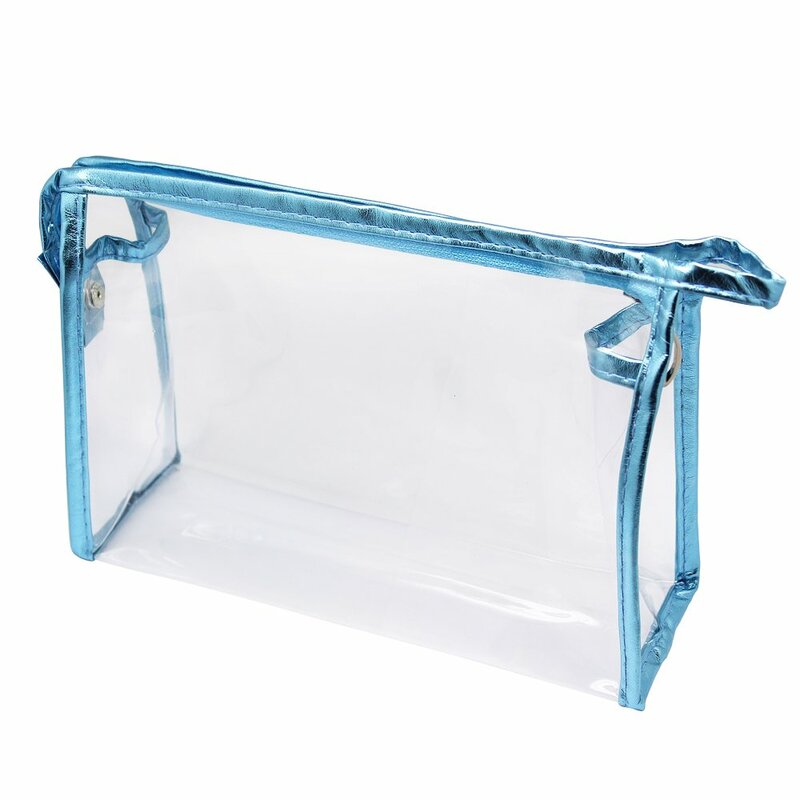 Bolsa de cosméticos transparente, em vinil pvc, com zíper, para férias, banheiro e organização
