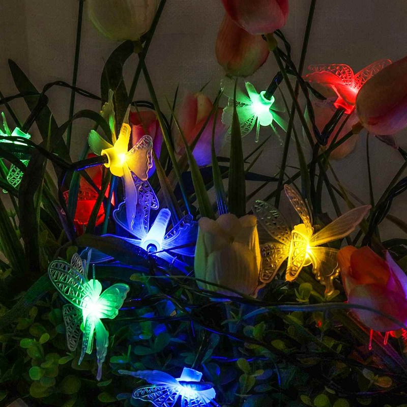 Outdoor Indoor Garland Street LED Butterfly Solar Energy String Light Christmas Decoration Lamp Garden Patio Holiday Lighting