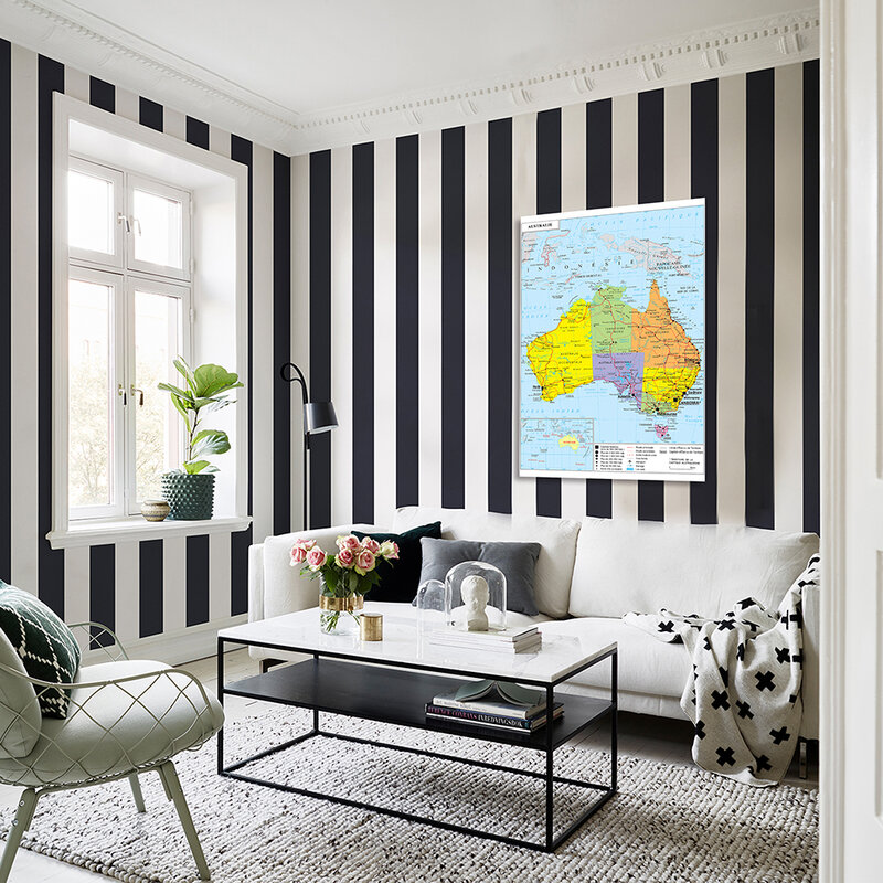 100*150cm mapa de transporte político da austrália, pôster de parede, pintura de tela não tecida, material escolar, decoração de casa em francês