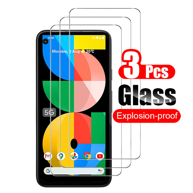 Protector de pantalla de vidrio templado para móvil, película protectora transparente, para Google Pixel 8 Pro 8a 7 7a 6 6a 5 5a 4a 5G 4 3 3A XL, 3 piezas, 9H
