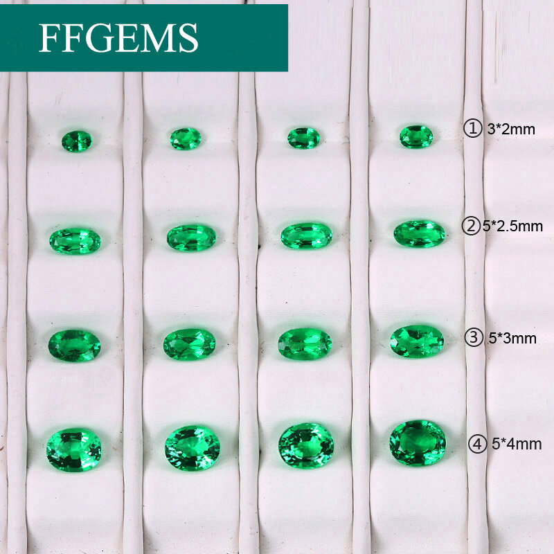 VVS CCE małe Oval3 * 2mm 1 sztuk Cut Lab utworzono szmaragdowe zielone kamienie szlachetne luzem pierścień dla kobiet DIY Fine Jewelry...
