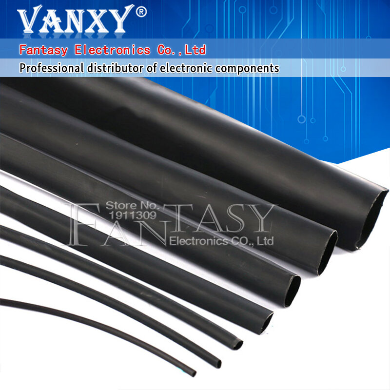 2 Meters Heat shrinkable tube 1mm 1.5mm 4mm 6mm Black Insulation Sleeve