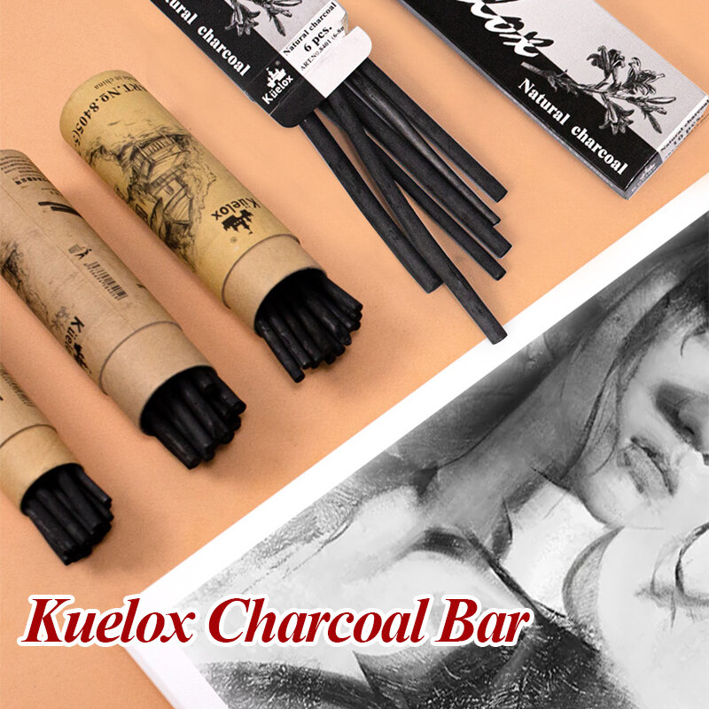 Kuelox barra de carvão tubo de papel liso salgueiro artista arte lápis pintura profissão esboço desenho suprimentos