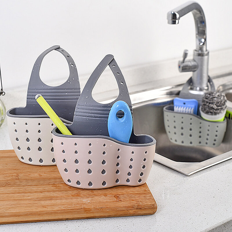 Kitchen Sink Holder Hanging Drain Basket Adjustable Soap Sponge Shelf Organizer Bathroom Faucet Holder Rack Kitchen Accessories