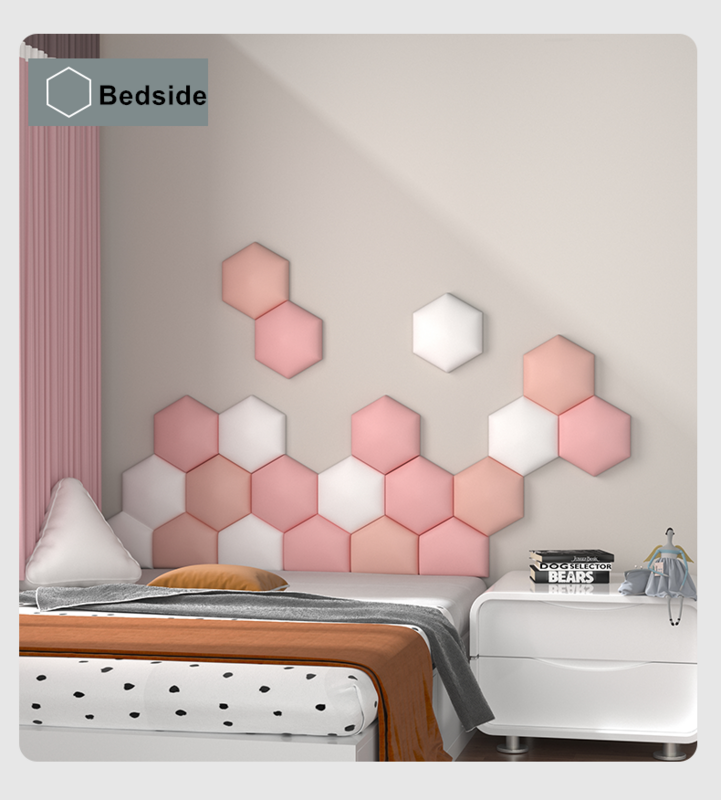 Hexagon Bed Headboards Soft Pack Stiker Dinding Perekat Latar Belakang Dinding Dekorasi Cabeceros Tatami Anak Anti-tabrakan Tete De Lit